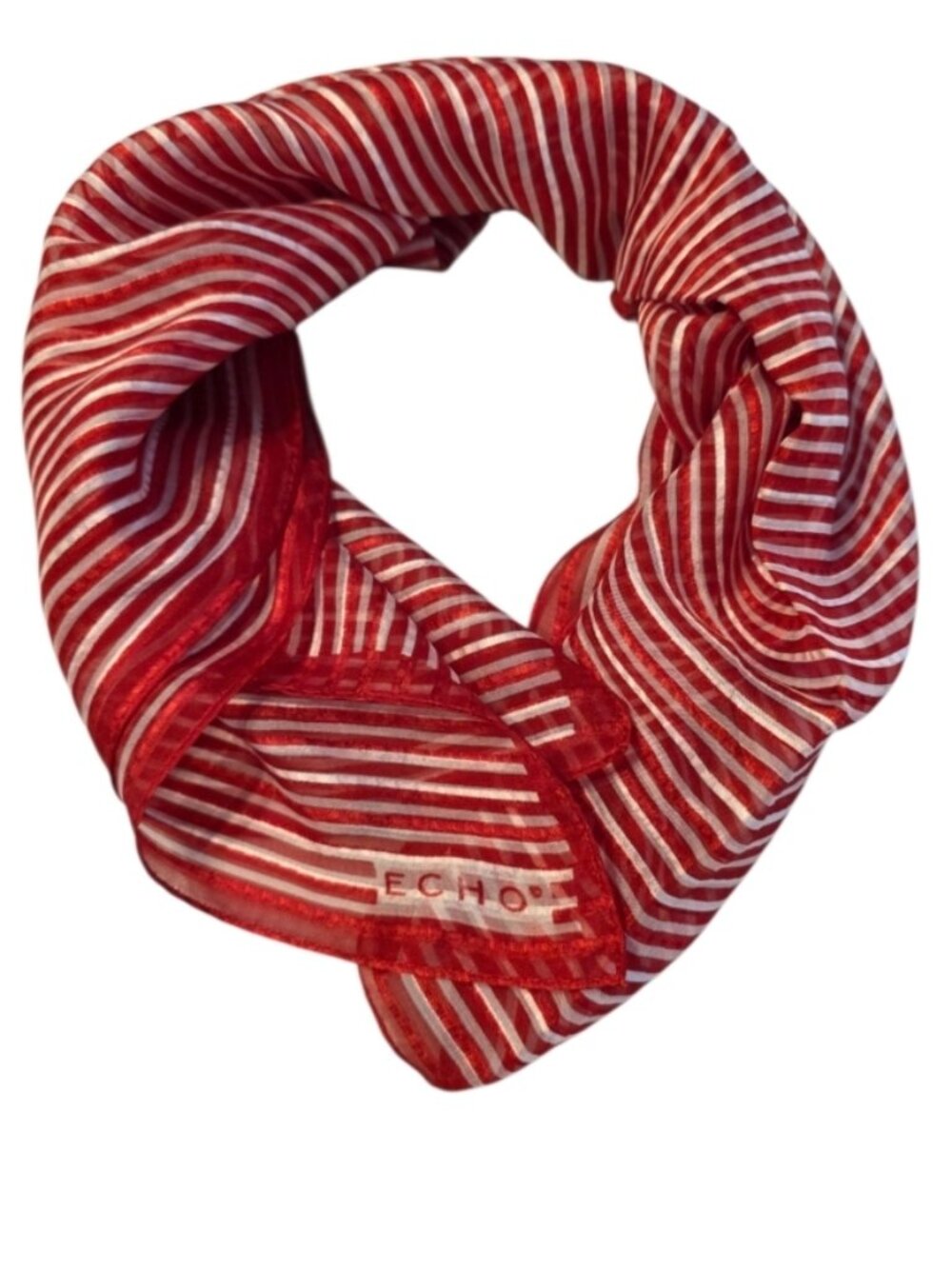 Echo Vintage Scarf Square Red and White Stripes Candy Cane Peppermint 70s 80s